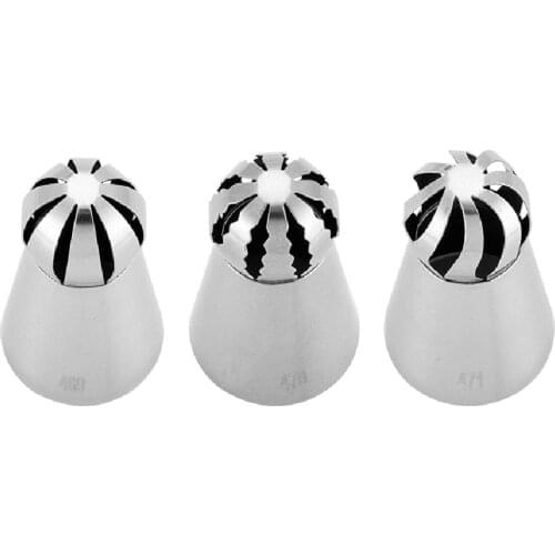 3Pcs Russian Cream Icing Piping Nozzles Pastry Kitchen DIY Cake Decorating Tool Spherical Cream Decorating Mouth