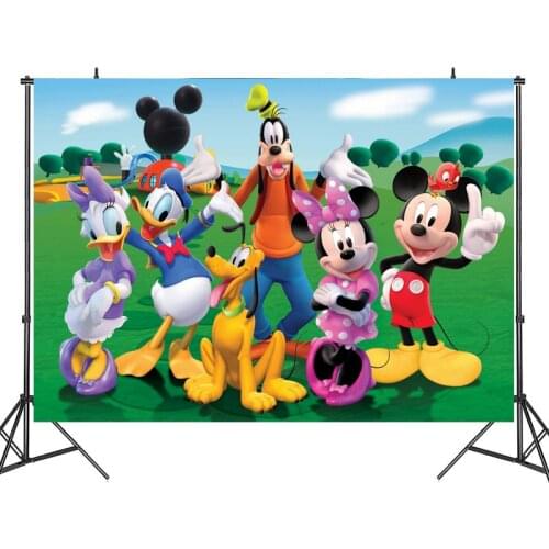 Cartoon Minnie Mickey Mouse Photography Backgrounds Decoration Vinyl Cloth Party Backdrops For Kids Birthday Party Supplies