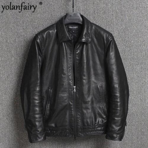 2020 New Genuine Leather Jacket Men Autumn Winter Sheepskin Coat Real Leather Jackets Short Chaqueta Cuero Hombre 16301833M01-24