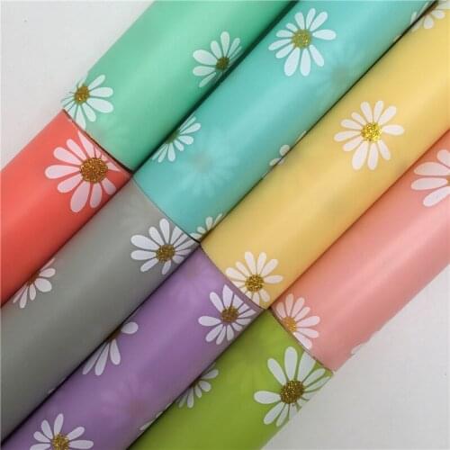 Onefly Wholesales Dropshipping Leather Supplier Gold Daisy TPU Faux Leather See Through Transparent Leather For Bow DIY FZ091