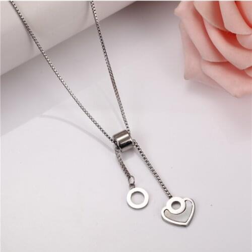 OUFEI Shell Heart Necklace Women Stainless Steel Chain Chocker Necklace Pendant Gifts For Women Fashion Jewelry Accessories