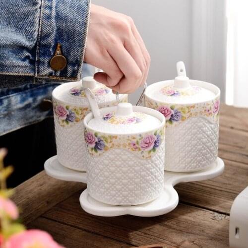 Food Container Kitchen Organizer And Storage Container Ceramic Kitchen Items Small Sauce Container Spice Jar Salt And Pepper