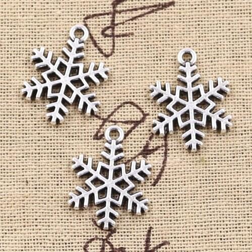 15pcs Charms Snow Snowflake 23x17mm Antique Silver Color Pendants DIY Necklace Crafts Making Findings Handmade Tibetan Jewelry