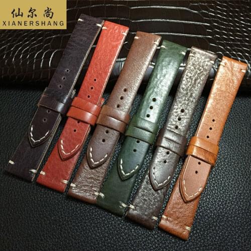 New Luxury Cowhide Watchbands Top Handmade Genuine Leather Belt Women Custom Universal Strap 18MM 20MM 22MM 24MM Soft Watch Band