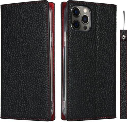 For iPhone 12 Mini / iphone12/ 12pro/ 12 pro max Luxury Genuine Leather Case Flip Cover Book Wallet Card Coque Phone Accessory