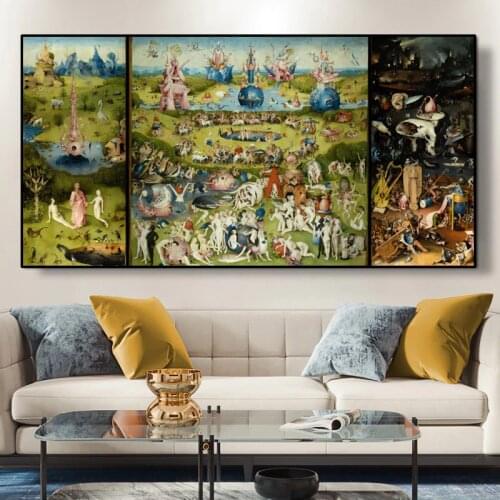 The Garden of Earthly Delight And Hell by Hieronymus Bosch Canvas Painting Wall Art Pictures For Living Room Cuadros Home Decor