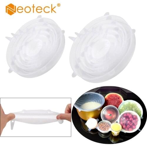 Neoteck 12 Pcs Silicone Fresh-Keeping Lid Refrigerator Food Cling Film Bowl Lids Stretchable Silicone Lid Set Fresh-Keeping