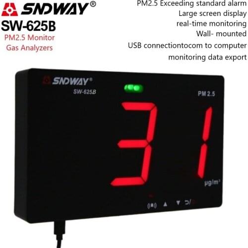 SNDWAY Gas Analyzers SW-625B PM2.5 Gas Monitor Detector Air Quality Sensor Monitor USB Data Export CO2 Meter Home Gas Detector
