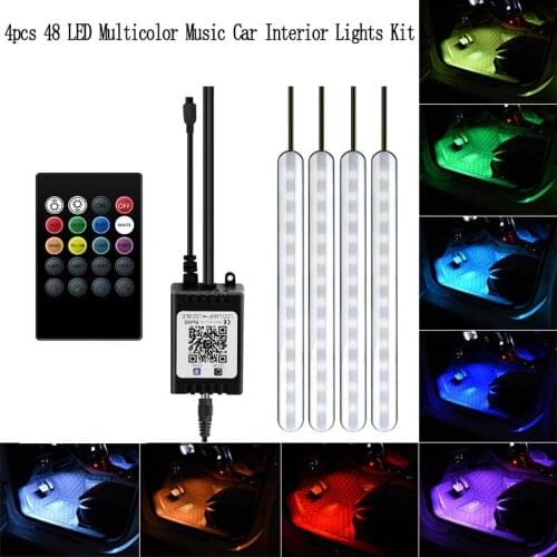 LED Strip Car RGB Lights SMD5050 DC5V 12V Waterproof Flexible Car Tnterior Light Tape Music Activated Neon 4pcs LED Strip USB