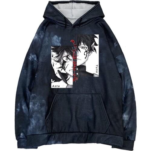 Black Clover Hoodie Funny AnimeHarajuku Asta Yuno Long Sleeve New Fashion Tie Dye Hooded Sweatshirt Men Women Casual Top