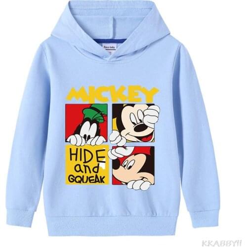 Disney Mickey Spring Kids Baby Boys Cartoon Print Hoodies Girls Long Sleeve T Shirts Children Swearshirt Tops Tee Costumes
