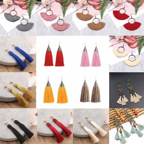 YGLCJ Vintage Ethnic Long Tassel Earrings Womens 2020 Fashion Brand Jewelry Geometric Alloy Plating Simple Pendant Earrings
