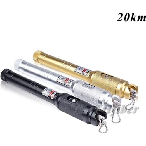 High Precise Fiber Optic Tester Red Laser Light Fiber Optic Tester Visual Fault Locator Checker VFL Strong laser 20KM-- Silver