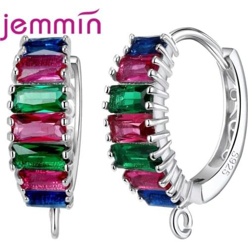 Top Quality 925 Sterling Silver Jewelry Accessories Colorful Crystal Hoop Earrings for Women Luxury Jewelry Gift