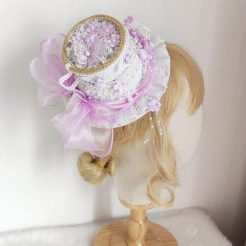 Girls Lolita Headdress Ruffle Lace Bowknot Cosplay Royal Style Kawaii Flower Bows Hairpin Vintage Lace Bow Hair Clip