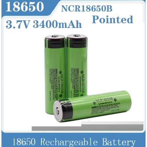 100% New Original NCR18650B 3.7 v 3400 mah 18650 Lithium Rechargeable Battery For Flashlight batteries (NO PCB)Pointed