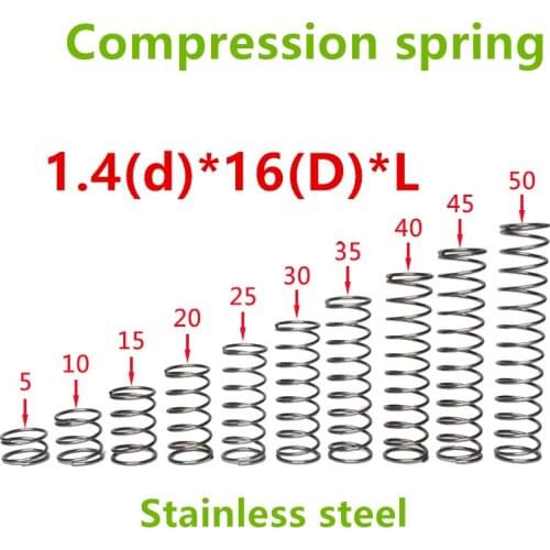 20pcs 1.4*16*(10/15/20/25/30/35/40/45/50) Stainless steel Series small spot spring wire compression pressure springs