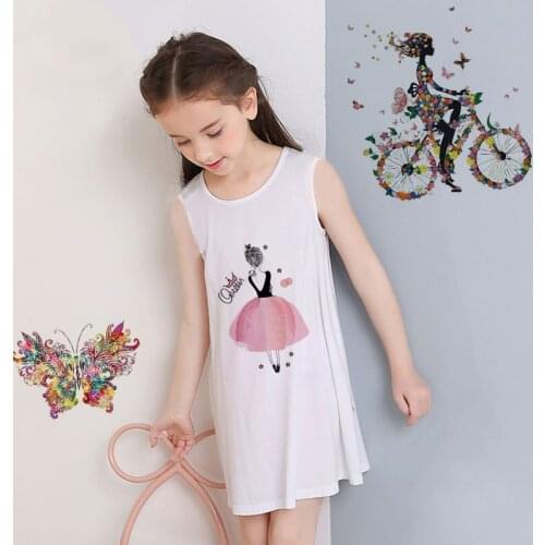Summer 2021 Gril Dress Butterfly Queen Dancer Print Baby Girls Dresses Party Dress Sleeveless Girl Birthday Gift Clothes O-neck