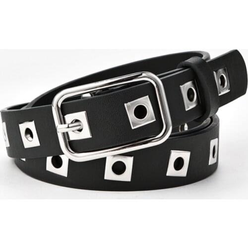 2021 New Belt Womens Fashion Air-eye Hollow Harajuku Accessories Porous Adjustment Female Belt Jeans Casual Punk Waistband