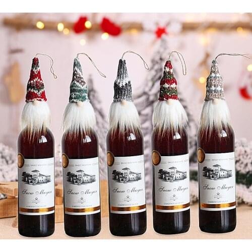 5Pcs Christmas Wine Bottle Cover for Home Christmas Cute Doll Table Decor Xmas Gift Happy New Year
