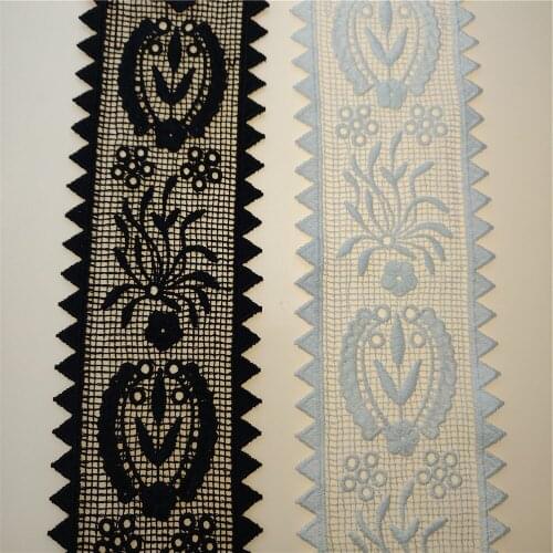 6.5CM Wide Exquisite White Black Embroidered Webbing Lace Ribbon 3d Flowers Lace Collar Trim Dress Curtains Hat Sewing Supplies