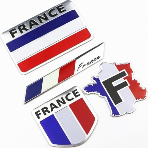 Car Styling 3D Aluminum France Flag Emblem Badge Car Sticker Decals Accessories For Peugeot Citroen Renault DS Car-Styling