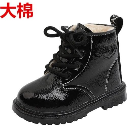 News Children Shoes Boots for Children Size 21-30 Martin Boots for Girl PU Leather Waterproof Winter Kids Snow Shoes Girls Boots