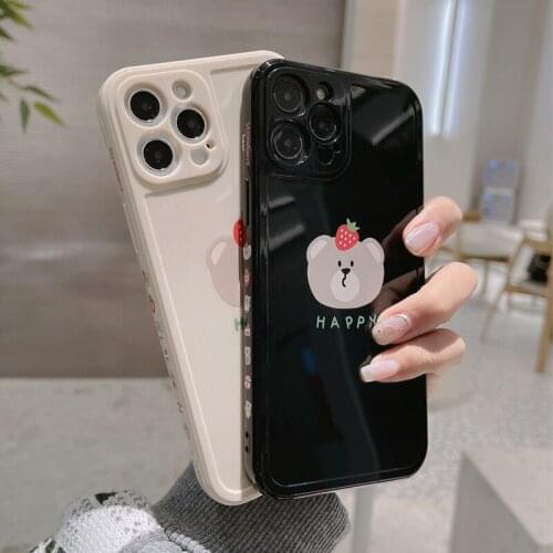 Phone Case For iPhone 11pro max 12mini pro max 7p/8plus X/Xs max XR Back Cover Phone shell Painted Soft Glue cartoon couple Cute