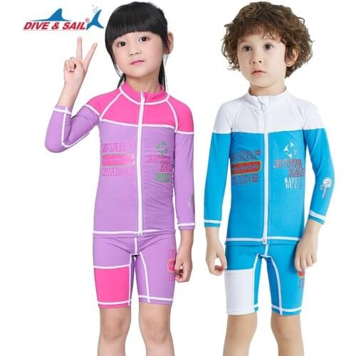 Wetsuits Kids One-piece Swim Wears Diving Suits Short Sleeves Boys Girls Surfing Children Rash Guards