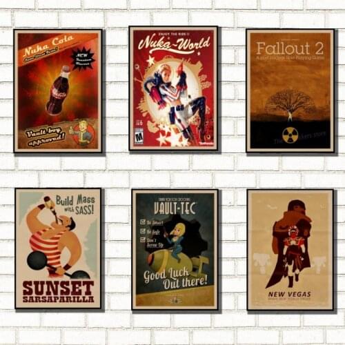 Fallout 3 4 Game Poster Retro Kraft Paper Bar Cafe Home Decor Painting Wall Sticker/2030