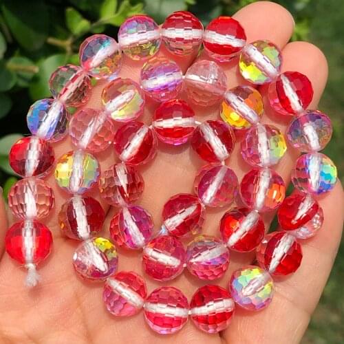 Faceted Red Flash MoonStone Glitter Shiny Crystal Quartz Beads Round Loose Spacer Beads For Jewelry Making DIY Bracelet 6/8/10mm