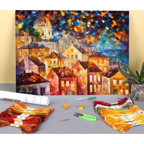 The Hills From My Dreams Printed Canvas 11CT Cross Stitch DIY Embroidery Set DMC Threads Handicraft Handmade Stamped