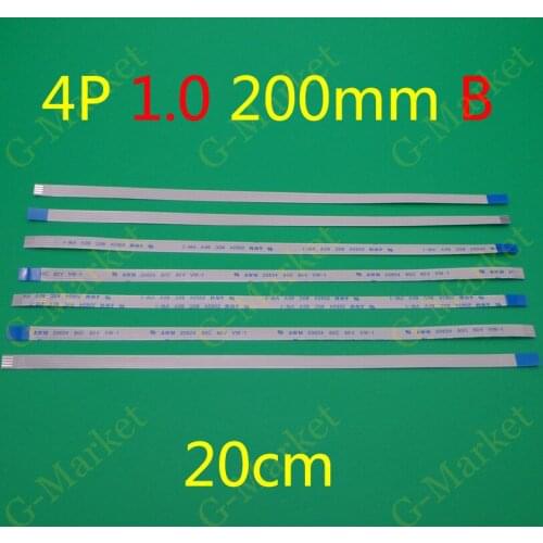 2pcs FFC Cable 200mm Length Width 5mm reverse 4Pins 4P 1mm Pitch FFC Ribbon Flat Cable Reverse Direction AWM 20624 80c 60v vw-1