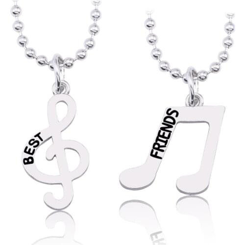 DIY Fashion Note Necklace For Women Best Friends Forever Pendant BBF Musical Necklaces&Pendants Unisex Gifts Wholesale Items
