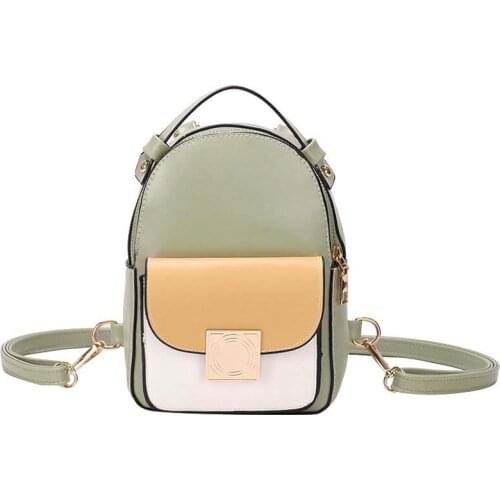 3PCS / LOT Fashion Contrast Color Leather Backpack Mini Soft Touch Multi-Function Small Backpack Female Ladies Shoulder Bag Girl