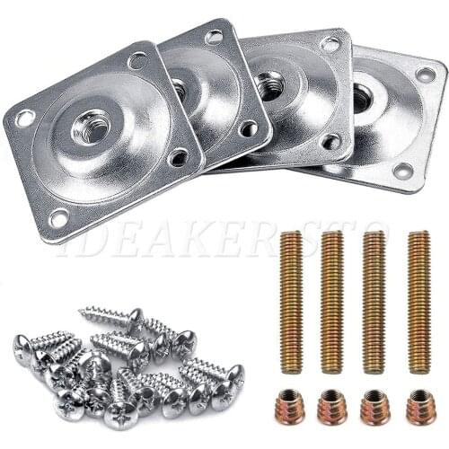 10PCS M8 Furniture Legs Mounting Plates Kit with Screws Hangers Bolts Adapters Table Sofa Cabinet Desk Legs Feet 48x48x2.0mm
