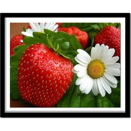 Peter ren Diy Diamond Embroidery Strawberry & Daisy Full Diamond Painting Flowers for the Bedroom 3d Square Diamond mural