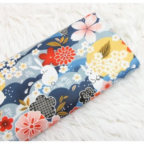 Half Yard Japanese Rabbit Printed Cotton Fabric Hand Made Diy Bag Clothing Dress Baby Clothes Fabric Sewing Quilting Fabrics
