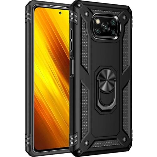 Shockproof Phone Case for Xiaomi Poco X3 Pro/X3 NFC Protective Back Cover with Holder Full Armor Shell for Xiaomi Cases