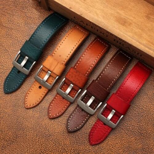 BEAFIRY Watch Band 20mm 22mm 24mm 26mm Handmade Watch Straps Genuine Leather Watchbands Men Women Belt Brown for Huawei Sumsang