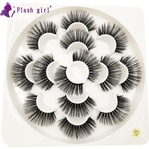 Flash Girl Factory Wholesale Price Full Strip Eyelashes Mink W Series 7 Pairs Makeup Own Brand Eyelashes