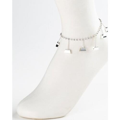 Rhinestone Pendants Trapezoid Anklet Woman Barefoot Chain Charm Sexy Plant Trendy Beach Gift