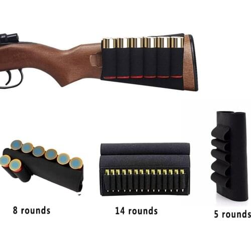 Tactical 5/8/9/14 Rounds Shotgun Buttstock Rifle Gun Ammo Pouch Shell Holder Military Bullet Cartridge Bandolier Hunting Gear