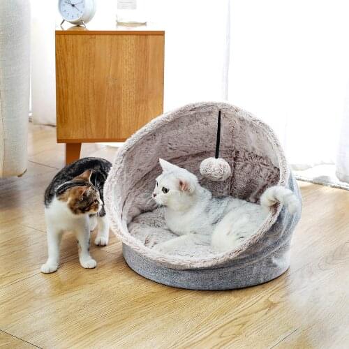 Warm Cozy Pet Bed Dog & Cat Beds House Winter Sleeping Bag Portable Indoor Nest Puppies Tent with Removable Cushion Collapsible