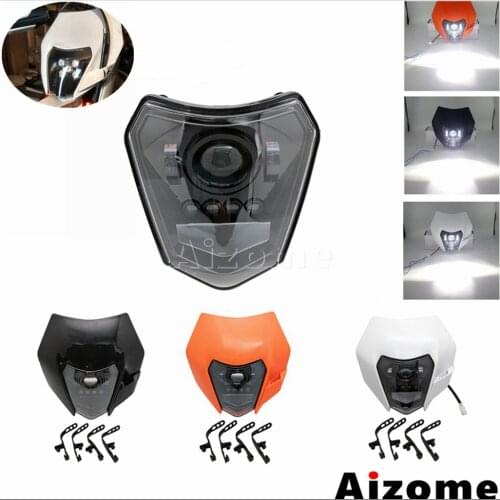 Universal Motorcycle LED Head Light Lamp Supermoto Motocross Headlight Fairing For Enduro EXC SX XC W FC FX TC TE 125 250 300