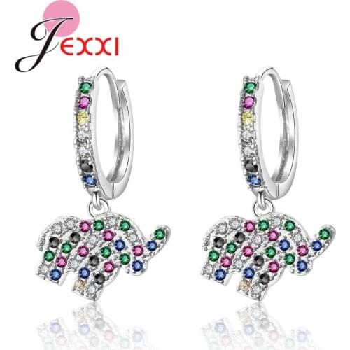 Top Quality Elegant Elephant Animal Rose Gold Silver Coated Earring Austrian Crystal Jewelry for Women Girls Hot Sale