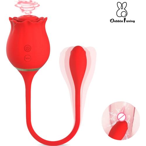 Rose Shape Vaginal Sucking Vibrator for Women Nipple Oral Clitoris Sucker Stimulation G-Spot Vibrator Erotic Sex Toys for Women