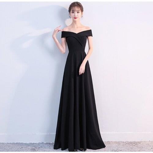 Robe De Soiree Black Long Evening Dress Party Elegant Vestido De Festa Long Simple Prom Gown 2020