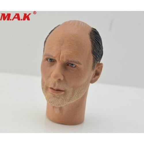 1/6 Scale Male Head Sculpt World War II German Sniper Corning Colonel Baldy Head Carved Model for 12'' Man Soldier Figure Body