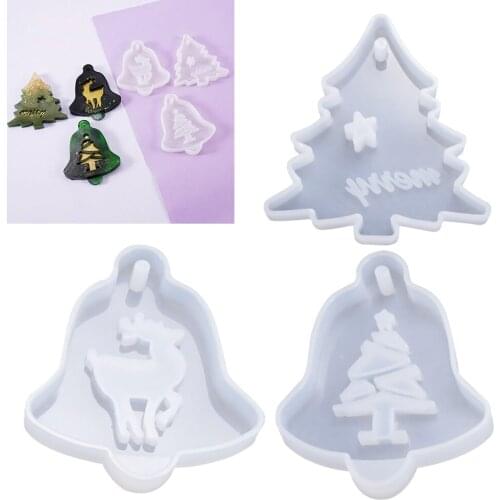 1 Pcs DIY Resin Crystal Epoxy Mold Christmas Tree Elk Silicone Mould Bag Decoration Pendant Resin Handicrafts Jewelry Making 2